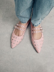 Pink Standard Fit Forever Comfort® Point Toe Stud Mary Jane Shoes - Image 4 of 11
