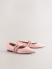 Pink Standard Fit Forever Comfort® Point Toe Stud Mary Jane Shoes - Image 6 of 11