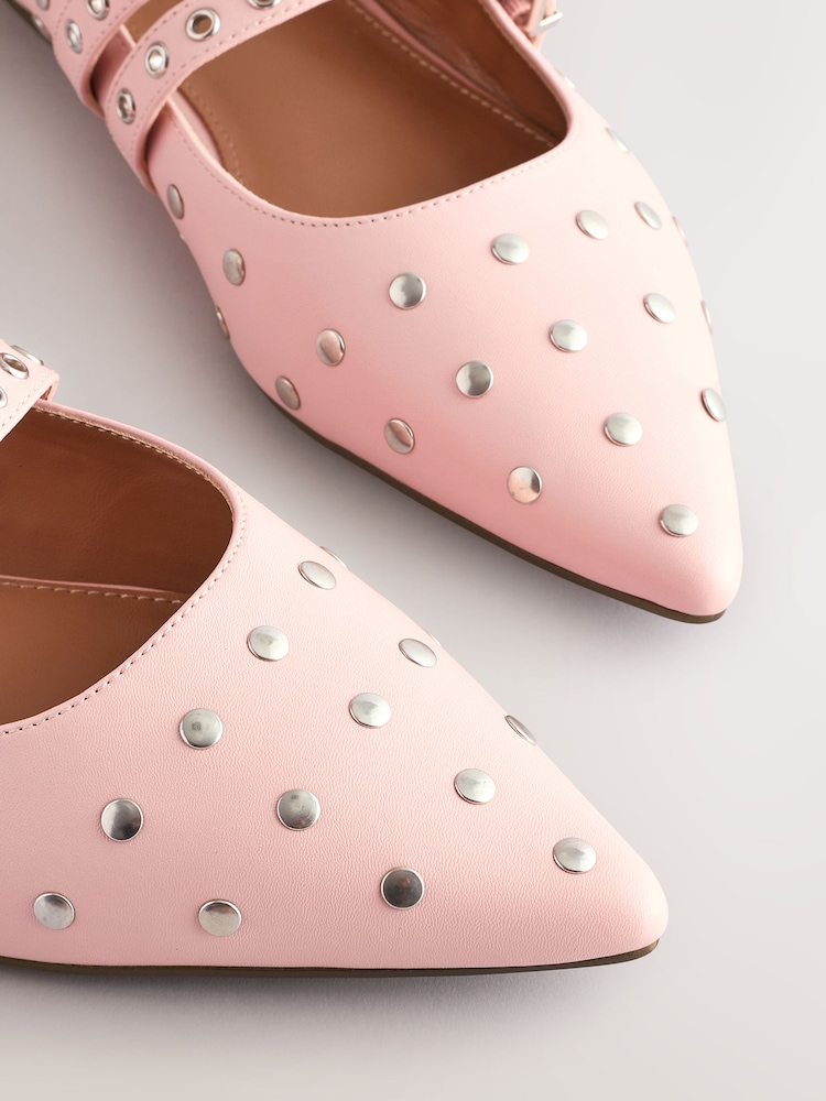 Pink Standard Fit Forever Comfort® Point Toe Stud Mary Jane Shoes - Image 9 of 11