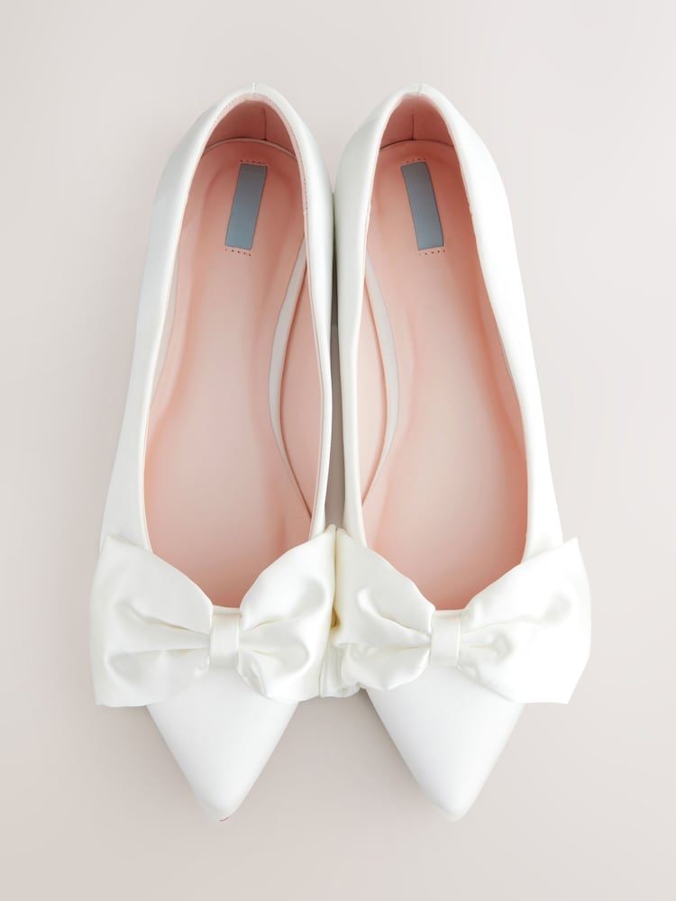 Ivory Forever Comfort® Wedding Point Toe Bow Bridal Ballet Shoes - Image 1 of 7