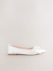 Ivory Forever Comfort® Wedding Point Toe Bow Bridal Ballet Shoes - Image 2 of 7