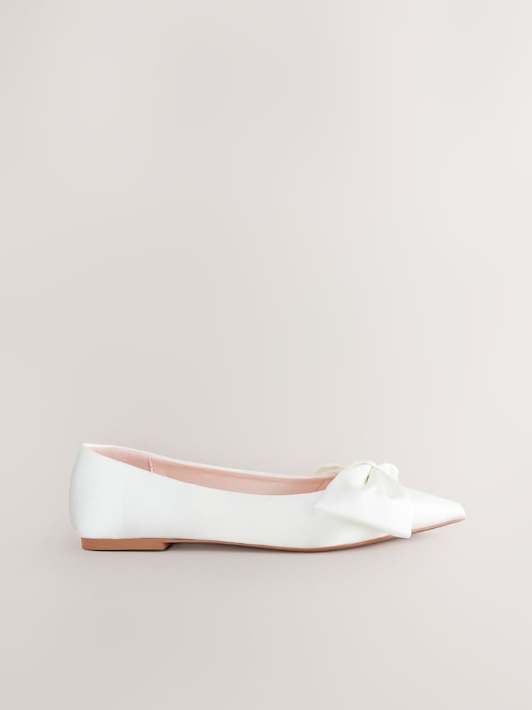Ivory Forever Comfort® Wedding Point Toe Bow Bridal Ballet Shoes - Image 2 of 7