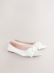 Ivory Forever Comfort® Wedding Point Toe Bow Bridal Ballet Shoes - Image 3 of 7