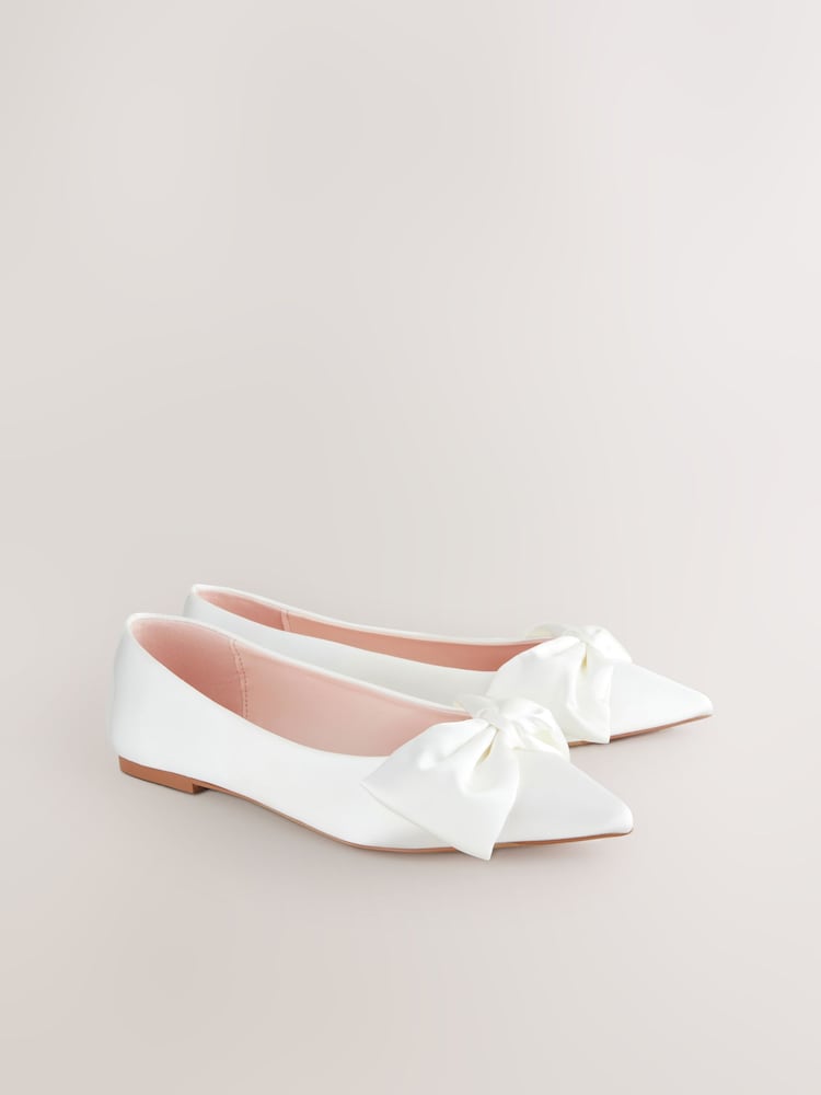ivoire - Forever Comfort® Mariage Point Toe Nœud Mariage Ballet Chaussures - Image 3 of 7