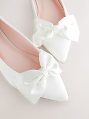 Ivory Forever Comfort® Wedding Point Toe Bow Bridal Ballet Shoes - Image 5 of 7