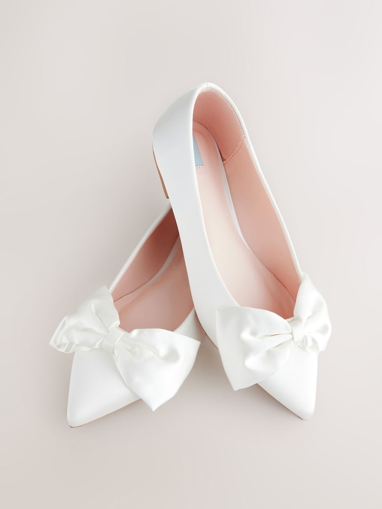 Ivory Forever Comfort® Wedding Point Toe Bow Bridal Ballet Shoes - Image 7 of 7