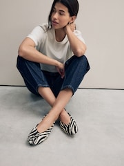 Zebra Standard/Wide Fit Forever Comfort® Leather Round Toe Ballerinas - Image 3 of 10