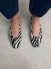 Zebra Standard/Wide Fit Forever Comfort® Leather Round Toe Ballerinas - Image 5 of 10