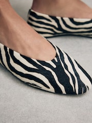 Zebra Standard/Wide Fit Forever Comfort® Leather Round Toe Ballerinas - Image 6 of 10