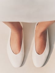 White Standard/Wide Fit Forever Comfort® Leather Round Toe Ballerinas - Image 2 of 9