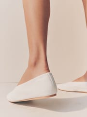 White Standard/Wide Fit Forever Comfort® Leather Round Toe Ballerinas - Image 3 of 9