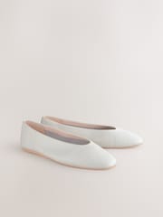 White Standard/Wide Fit Forever Comfort® Leather Round Toe Ballerinas - Image 4 of 9