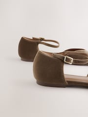 Khaki Green Forever Comfort® Round Toe Velvet Ankle Strap Shoes - Image 7 of 9