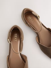 Khaki Green Forever Comfort® Round Toe Velvet Ankle Strap Shoes - Image 9 of 9
