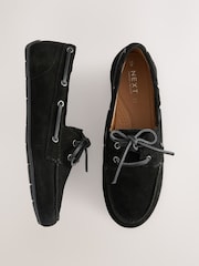 Black Standard Fit Forever Comfort® Leather Round Toe Slim Boat Shoes - Image 1 of 9