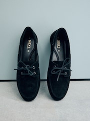 Black Standard Fit Forever Comfort® Leather Round Toe Slim Boat Shoes - Image 5 of 9