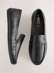 Black Forever Comfort® Leather Round Toe Slim Driver Loafers - Image 1 of 11