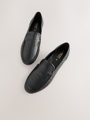Black Forever Comfort® Leather Round Toe Slim Driver Loafers - Image 10 of 11