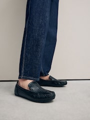 Black Forever Comfort® Leather Round Toe Slim Driver Loafers - Image 4 of 11