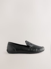 Black Forever Comfort® Leather Round Toe Slim Driver Loafers - Image 8 of 11