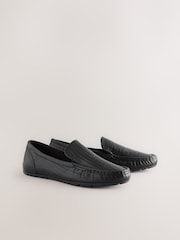 Black Forever Comfort® Leather Round Toe Slim Driver Loafers - Image 9 of 11