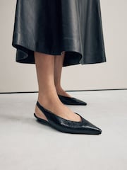 Black Print Forever Comfort® Point Toe Sling Back Shoes - Image 4 of 10
