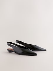 Black Print Forever Comfort® Point Toe Sling Back Shoes - Image 6 of 10