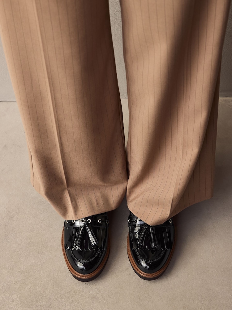 Black Standard/Wide Fit Forever Comfort® Chunky Patent Tassel Detail Loafers - Image 2 of 8