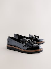 Black Standard/Wide Fit Forever Comfort® Chunky Patent Tassel Detail Loafers - Image 4 of 8