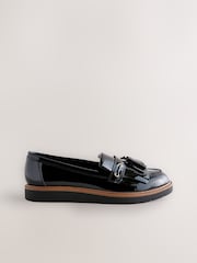 Black Standard/Wide Fit Forever Comfort® Chunky Patent Tassel Detail Loafers - Image 5 of 8