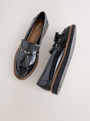Black Standard/Wide Fit Forever Comfort® Chunky Patent Tassel Detail Loafers - Image 8 of 8