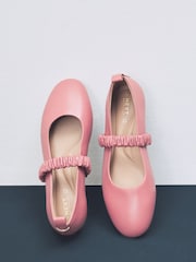 Rose Pink Standard Fit Forever Comfort® Premium Leather With Motionflex Ruched Mary Jane Shoes - Image 1 of 10