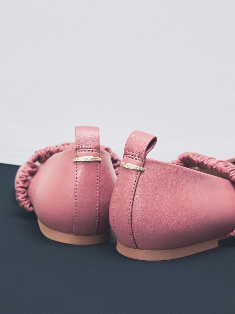 Rose Pink Standard Fit Forever Comfort® Premium Leather With Motionflex Ruched Mary Jane Shoes - Image 10 of 10