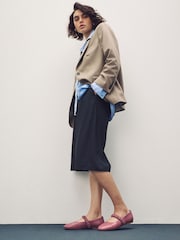 Rose Pink Standard Fit Forever Comfort® Premium Leather With Motionflex Ruched Mary Jane Shoes - Image 3 of 10