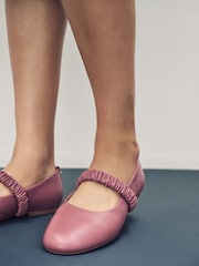 Rose Pink Standard Fit Forever Comfort® Premium Leather With Motionflex Ruched Mary Jane Shoes - Image 7 of 10
