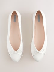 Ivory Forever Comfort® Wedding Round Toe Bow Pearl Detail Wedding Ballet Shoes - Image 1 of 9