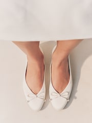 Ivory Forever Comfort® Wedding Round Toe Bow Pearl Detail Wedding Ballet Shoes - Image 3 of 9