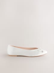Ivory Forever Comfort® Wedding Round Toe Bow Pearl Detail Wedding Ballet Shoes - Image 7 of 9