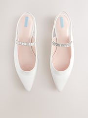 Ivory Forever Comfort® Wedding Point Toe Jewel Mary Jane Bridal Slingback Shoes - Image 1 of 8