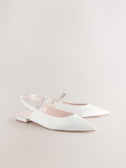 Ivory Forever Comfort® Wedding Point Toe Jewel Mary Jane Bridal Slingback Shoes - Image 5 of 8