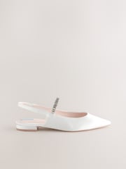 Ivory Forever Comfort® Wedding Point Toe Jewel Mary Jane Bridal Slingback Shoes - Image 6 of 8