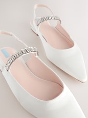 Ivory Forever Comfort® Wedding Point Toe Jewel Mary Jane Bridal Slingback Shoes - Image 7 of 8