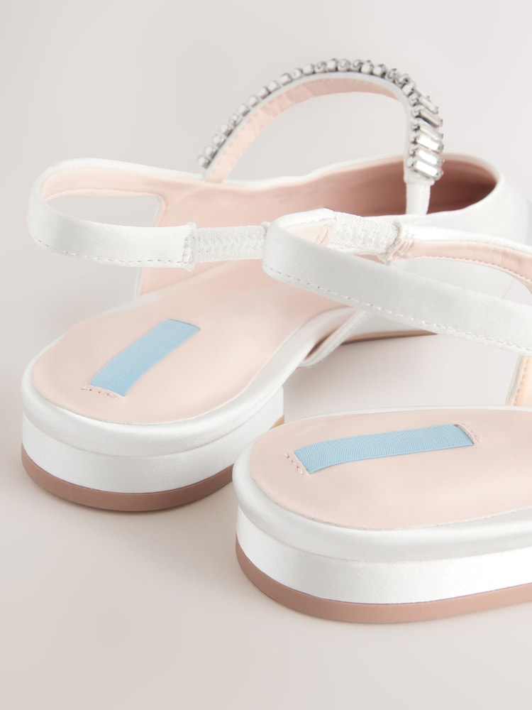 Ivory Forever Comfort® Wedding Point Toe Jewel Mary Jane Bridal Slingback Shoes - Image 8 of 8