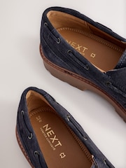 Navy Standard Fit Forever Comfort® Leather Chunky Lace-Up Boat Shoes - Image 10 of 10