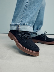Navy Standard Fit Forever Comfort® Leather Chunky Lace-Up Boat Shoes - Image 3 of 10