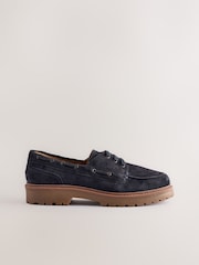 Navy Standard Fit Forever Comfort® Leather Chunky Lace-Up Boat Shoes - Image 6 of 10