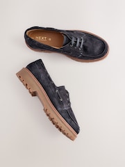 Navy Standard Fit Forever Comfort® Leather Chunky Lace-Up Boat Shoes - Image 7 of 10