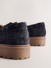 Navy Standard Fit Forever Comfort® Leather Chunky Lace-Up Boat Shoes - Image 8 of 10