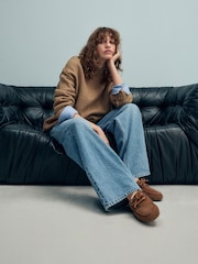 Tan Brown Standard Fit Forever Comfort® Leather Round Toe Slim Boat Shoes - Image 3 of 9