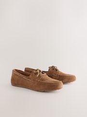Tan Brown Standard Fit Forever Comfort® Leather Round Toe Slim Boat Shoes - Image 6 of 9